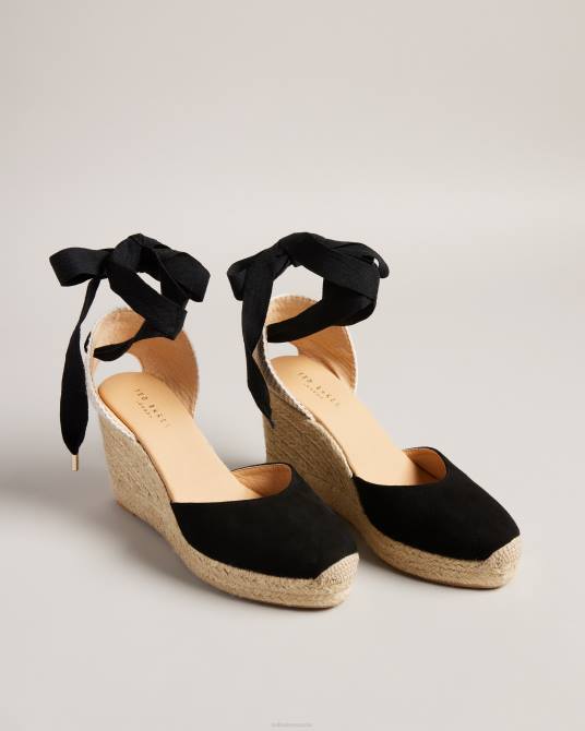 Ted Baker mujer 2ZFP925 zapatos cuñas puritas de ante con lazo y lazo negro