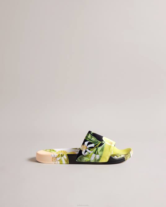Ted Baker mujer 2ZFP860 zapatos sandalias azzin de satén con estampado de limones amarillo