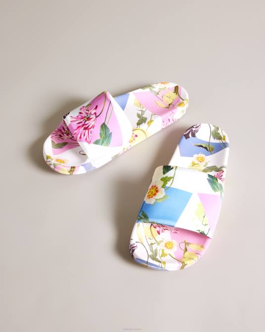 Ted Baker mujer 2ZFP868 zapatos sandalias de satén con estampado floral azzyla blanco