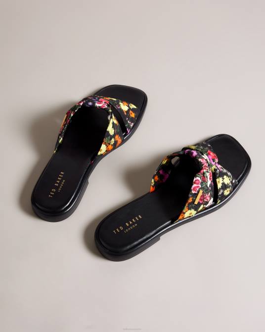 Ted Baker mujer 2ZFP869 zapatos sandalias ashni florales con nudo suave negro