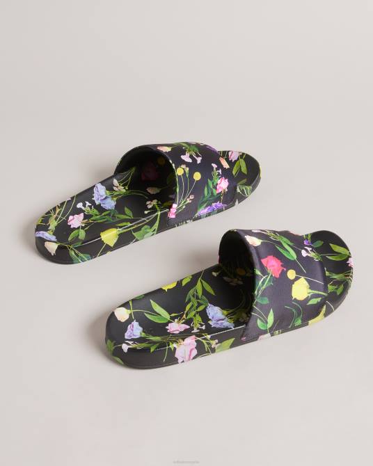 Ted Baker mujer 2ZFP905 zapatos sandalias azzi de satén con estampado floral negro