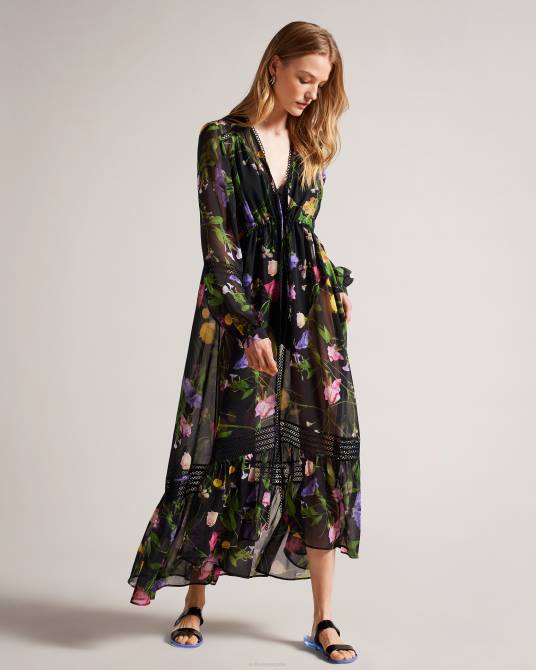 Ted Baker mujer 2ZFP907 zapatos chanclas de gelatina con doble tira Jellina negro