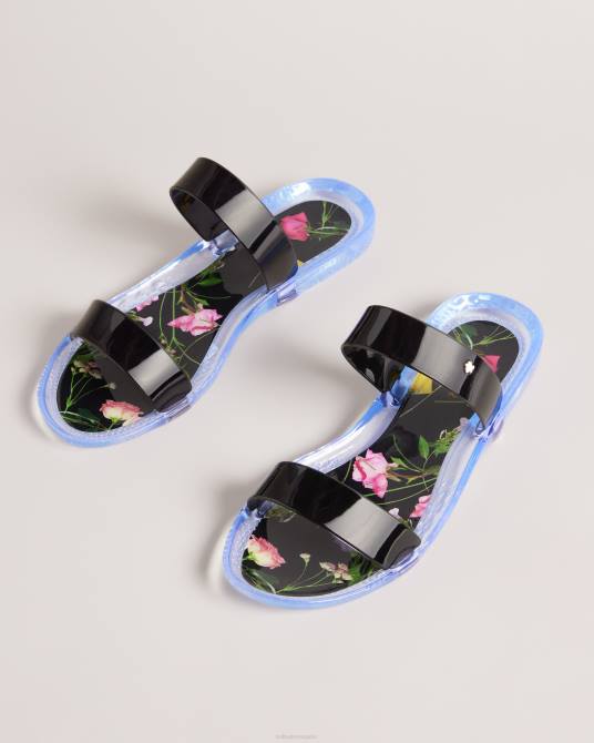 Ted Baker mujer 2ZFP907 zapatos chanclas de gelatina con doble tira Jellina negro
