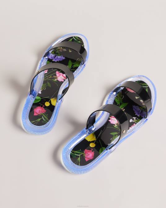 Ted Baker mujer 2ZFP907 zapatos chanclas de gelatina con doble tira Jellina negro