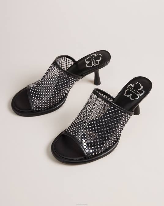 Ted Baker mujer 2ZFP839 zapatos sandalias de tacón de malla con cristales celya negro