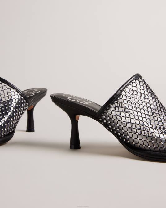 Ted Baker mujer 2ZFP839 zapatos sandalias de tacón de malla con cristales celya negro