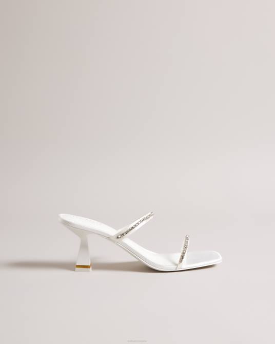 Ted Baker mujer 2ZFP844 zapatos sandalias Rinita con tacón de gatito y satén con strass Marfil