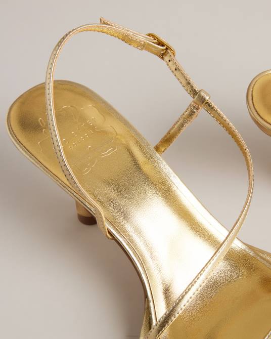 Ted Baker mujer 2ZFP852 zapatos sandalias myloh metalizadas con tacón gatito oro