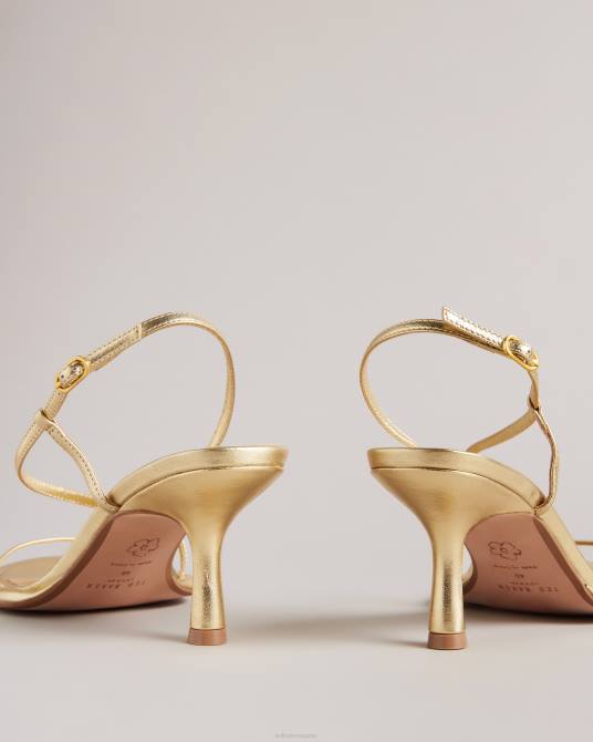 Ted Baker mujer 2ZFP852 zapatos sandalias myloh metalizadas con tacón gatito oro