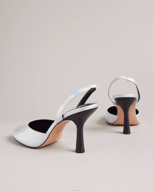 Ted Baker mujer 2ZFP854 zapatos tacones destalonados holográficos Larria plata