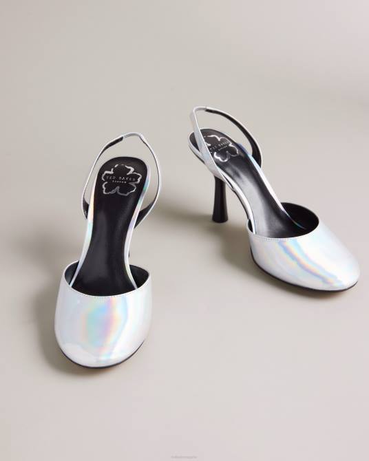 Ted Baker mujer 2ZFP854 zapatos tacones destalonados holográficos Larria plata