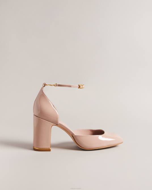 Ted Baker mujer 2ZFP870 zapatos tacones keliy de charol con tiras y cadena Rosa palido