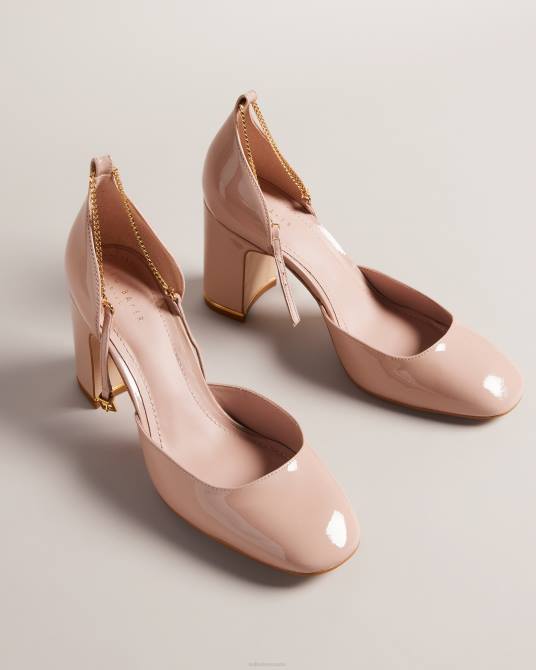 Ted Baker mujer 2ZFP870 zapatos tacones keliy de charol con tiras y cadena Rosa palido