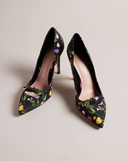 Ted Baker mujer 2ZFP890 zapatos tacones de salón con lazo y estampado floral Telini negro