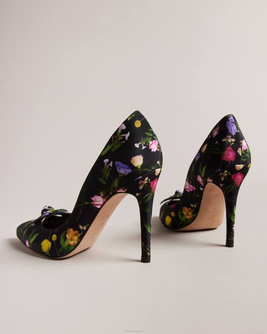 Ted Baker mujer 2ZFP890 zapatos tacones de salón con lazo y estampado floral Telini negro