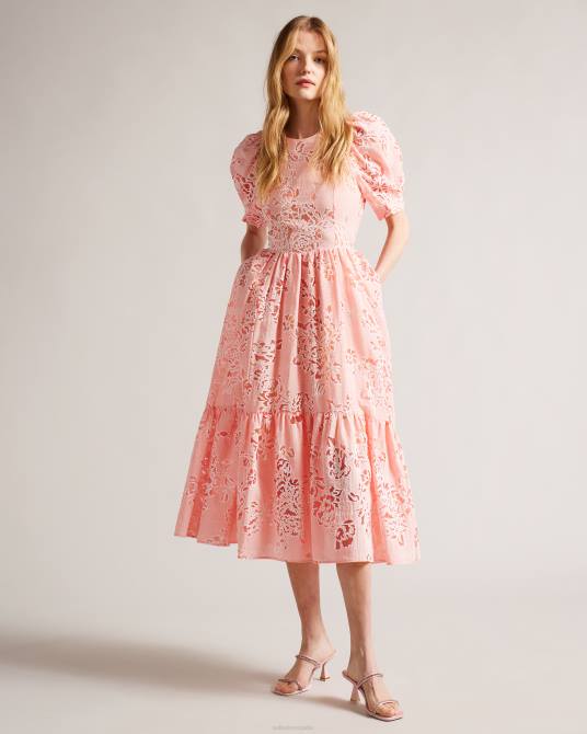 Ted Baker mujer 2ZFP891 zapatos sandalias Rinita con tacón de gatito y satén con strass Rosa palido