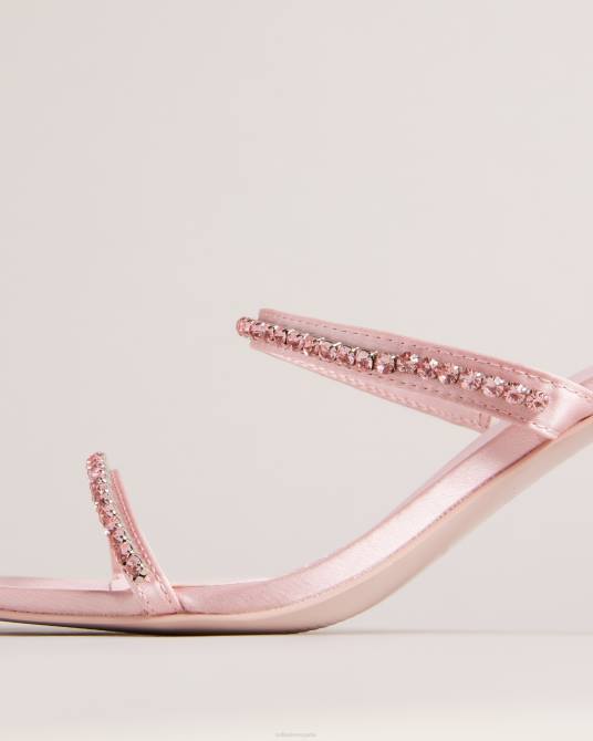 Ted Baker mujer 2ZFP891 zapatos sandalias Rinita con tacón de gatito y satén con strass Rosa palido