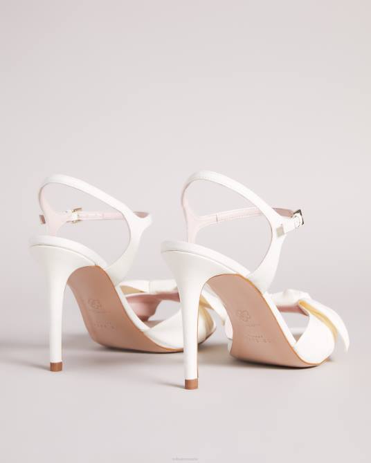 Ted Baker mujer 2ZFP896 zapatos sandalias de tacón heevia muaré de satén con lazo Marfil