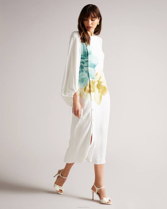 Ted Baker mujer 2ZFP896 zapatos sandalias de tacón heevia muaré de satén con lazo Marfil