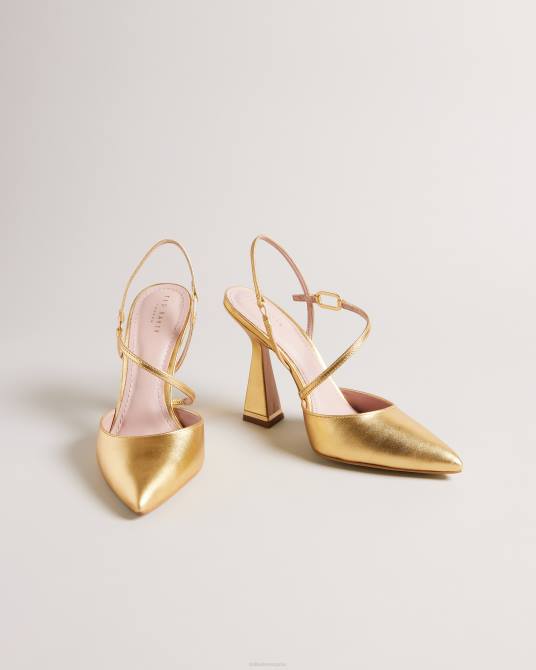 Ted Baker mujer 2ZFP911 zapatos zapatos de salón en punta coriana con tacón geométrico oro