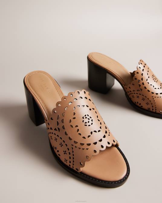 Ted Baker mujer 2ZFP920 zapatos Sandalia Beebah con tacón cuadrado y corte láser marrón claro