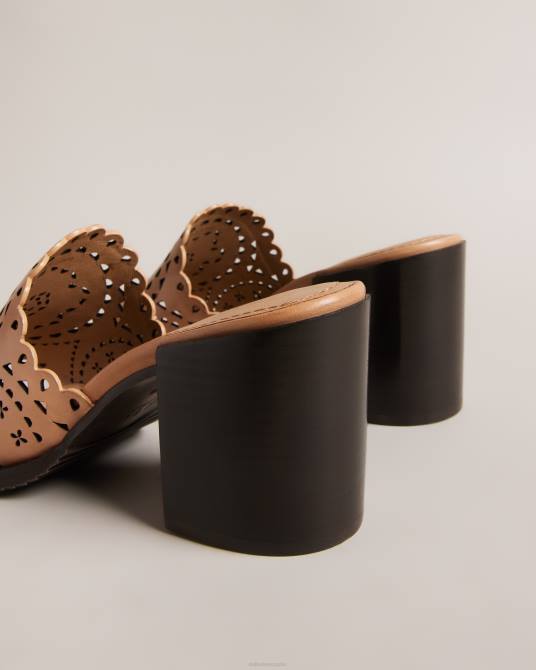 Ted Baker mujer 2ZFP920 zapatos Sandalia Beebah con tacón cuadrado y corte láser marrón claro