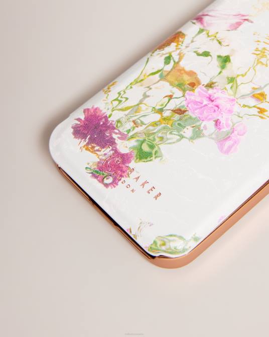 Ted Baker recopilación 2ZFP2102 artículos para el hogar gwladus funda con espejo para iphone 12 y 12 pro floral acuarela Rosa palido