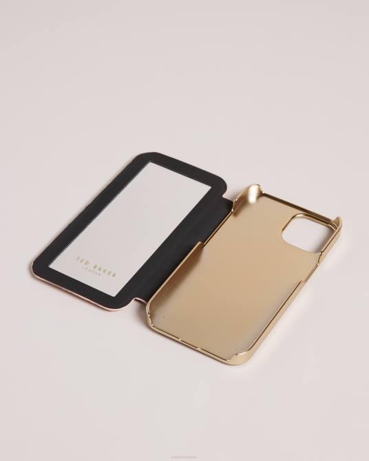 Ted Baker recopilación 2ZFP2103 artículos para el hogar Funda espejo iPhone 13 y 14 con hojas en relieve abalina rosa