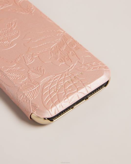 Ted Baker recopilación 2ZFP2104 artículos para el hogar Funda para iPhone 11 con espejo y hojas en relieve de abulón rosa