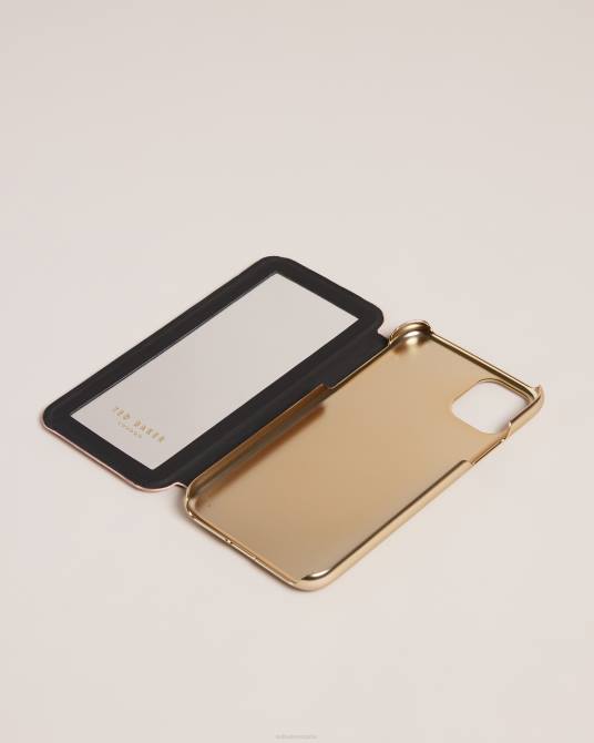 Ted Baker recopilación 2ZFP2104 artículos para el hogar Funda para iPhone 11 con espejo y hojas en relieve de abulón rosa