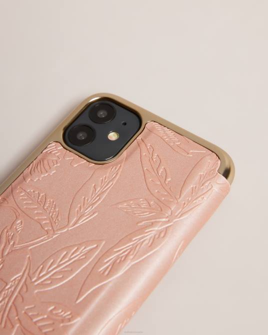 Ted Baker recopilación 2ZFP2104 artículos para el hogar Funda para iPhone 11 con espejo y hojas en relieve de abulón rosa