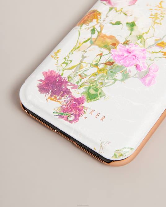 Ted Baker recopilación 2ZFP2105 artículos para el hogar Funda Gladyss para iPhone 11 con espejo, diseño floral y acuarela Rosa palido