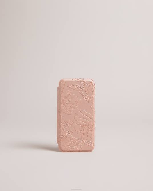 Ted Baker recopilación 2ZFP2107 artículos para el hogar Funda con espejo para iPhone 12 y 12 Pro con hojas en relieve de Abalee rosa