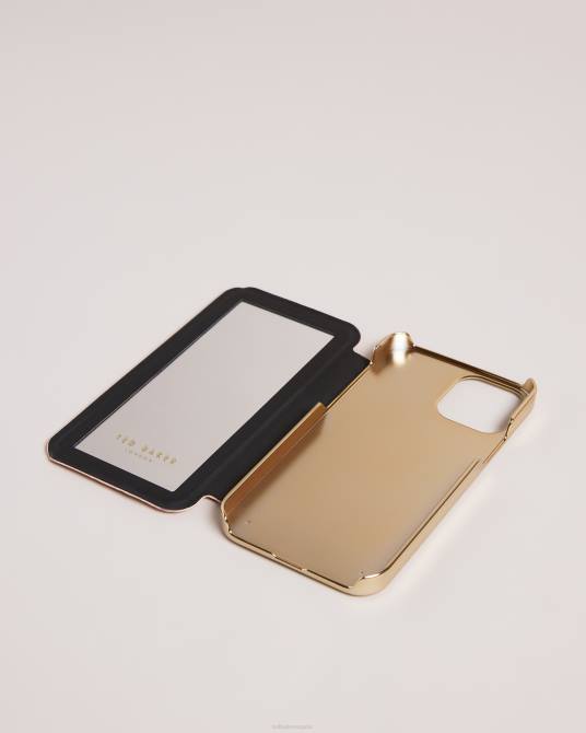 Ted Baker recopilación 2ZFP2107 artículos para el hogar Funda con espejo para iPhone 12 y 12 Pro con hojas en relieve de Abalee rosa