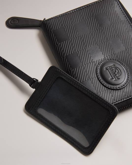 Ted Baker recopilación 2ZFP1739 regalos set de viaje de cuero tobery house checks negro