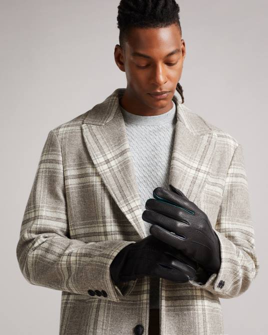 Ted Baker recopilación 2ZFP2071 regalos guantes de cuero parmado negro