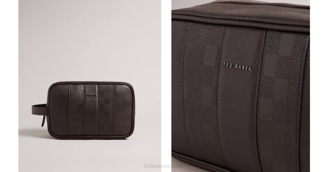Ted Baker hombres 2ZFP1776 regalos neceser waydee house check pu chocolate marrón