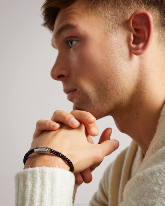 Ted Baker hombres 2ZFP1819 regalos pulsera tejida de cuero duran chocolate marrón