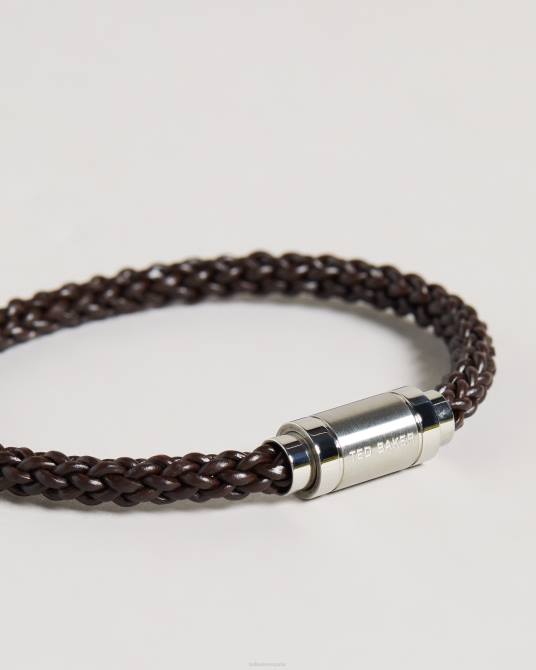 Ted Baker hombres 2ZFP1819 regalos pulsera tejida de cuero duran chocolate marrón