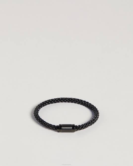 Ted Baker hombres 2ZFP1873 regalos pulsera tejida de cuero duran negro