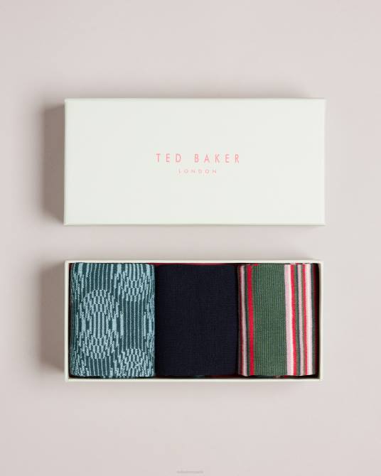 Ted Baker hombres 2ZFP1913 regalos metoyou pack de tres calcetines surtidos clasificado