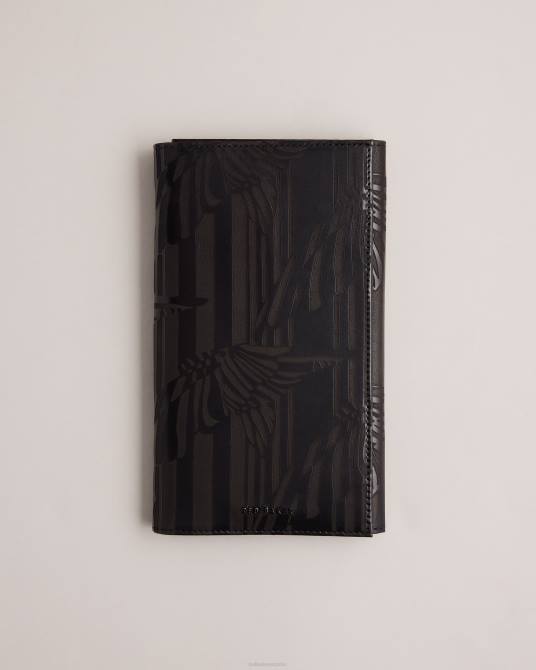 Ted Baker hombres 2ZFP1923 regalos cartera de viaje de cuero grabada con láser flyt negro