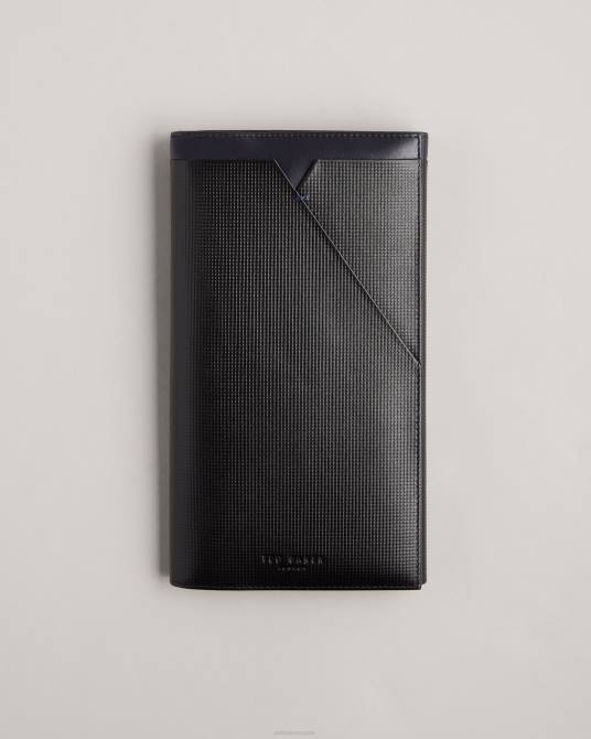 Ted Baker hombres 2ZFP2018 regalos cartera de viaje de piel texturizada tipo camilla negro