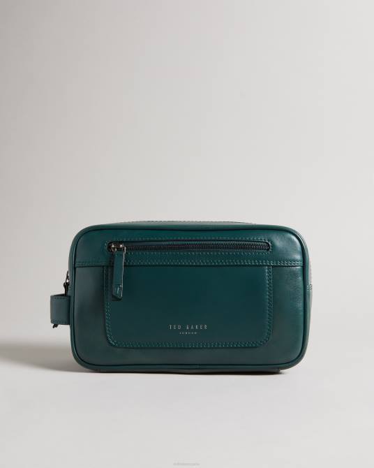 Ted Baker hombres 2ZFP2078 regalos bolso de cuero dann verde oscuro