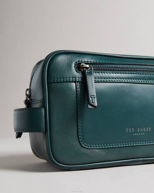 Ted Baker hombres 2ZFP2078 regalos bolso de cuero dann verde oscuro
