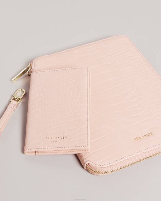 Ted Baker mujer 2ZFP1063 regalos meyti cartera de viaje imitación cocodrilo a5 Rosa palido