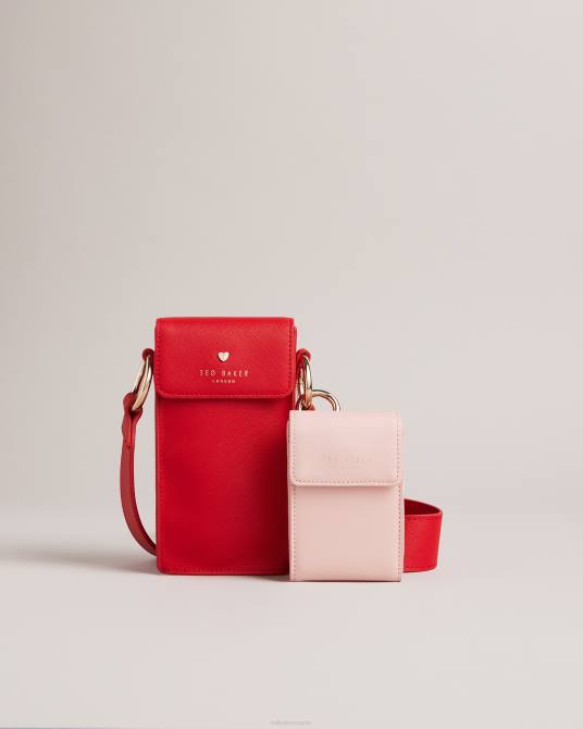 Ted Baker mujer 2ZFP947 regalos tarjetero y tarjetero con forma de corazón con tachuelas shamih rojo
