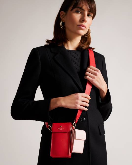 Ted Baker mujer 2ZFP947 regalos tarjetero y tarjetero con forma de corazón con tachuelas shamih rojo