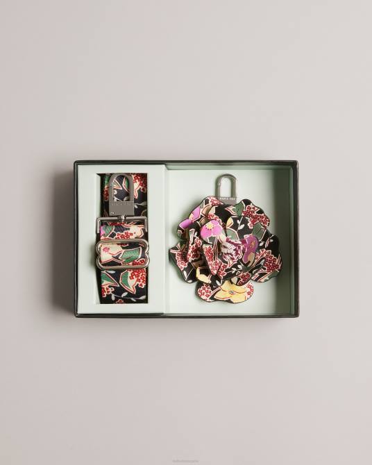 Ted Baker mujer 2ZFP949 regalos Juego de llavero y correa de cincha estampada eemmaay negro