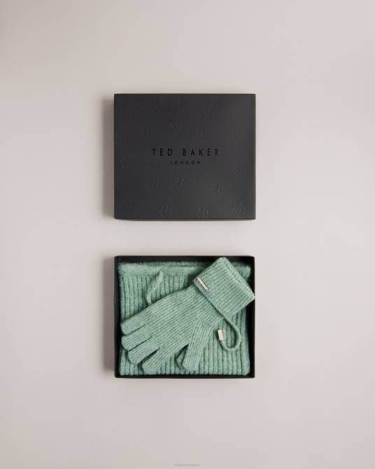 Ted Baker mujer 2ZFP959 regalos set de regalo de redecilla y guantes kerriia verde